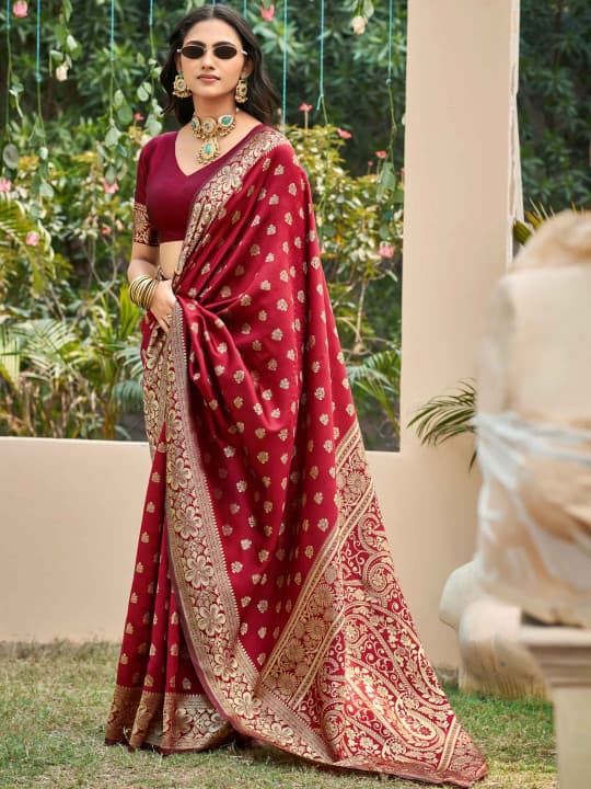 Paisley Zari Silk-Blend Banarasi Saree
