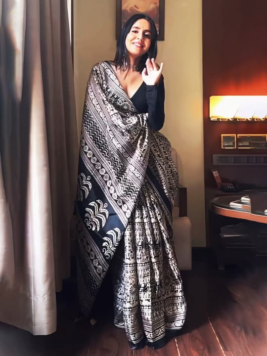 Kalamkari Printed Block-Print Saree